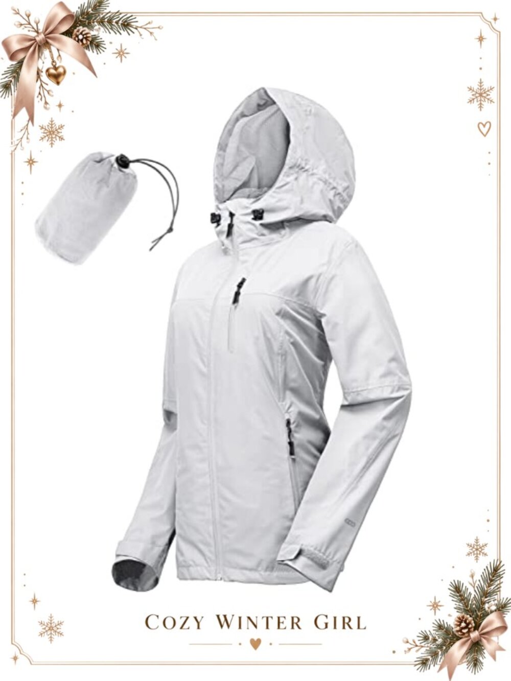 Packable Waterproof Rain Jacket with Hood Long Sleeve Women Outdoor